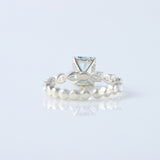 Blue Radiant Cut Lab Grown Diamond Solitaire With Accent Engagement Ring