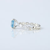 Blue Radiant Cut Lab Grown Diamond Solitaire With Accent Engagement Ring