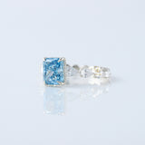 Blue Radiant Cut Lab Grown Diamond Solitaire With Accent Engagement Ring