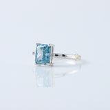 Blue Radiant Cut Lab Grown Diamond Classic Solitaire Engagement Ring