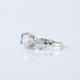Toi Et Moi Ring, Blue Radiant & Round Cut Lab Grown Diamond Two Stone Engagement Ring