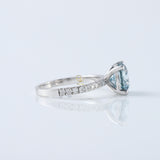 IGI Certified Blue Round Cut Lab Grown Diamond Solitaire With Accent Engagement Ring