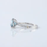 IGI Certified Blue Round Cut Lab Grown Diamond Solitaire With Accent Engagement Ring