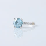 IGI Certified Blue Round Cut Lab Grown Diamond Solitaire With Accent Engagement Ring