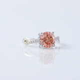 Vivid Pink Color Round Cut Lab Grown Diamond Twisted Engagement Ring