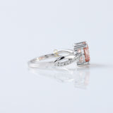 Vivid Pink Color Round Cut Lab Grown Diamond Twisted Engagement Ring