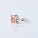 Vivid Pink Color Round Cut Lab Grown Diamond Twisted Engagement Ring