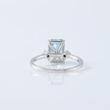  Blue Radiant Cut Lab Grown Diamond Three Stone Engagement Ring