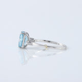  Blue Radiant Cut Lab Grown Diamond Three Stone Engagement Ring