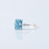  Blue Radiant Cut Lab Grown Diamond Three Stone Engagement Ring