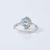 Blue Round Cut Lab Grown Diamond Half Halo Engagement Ring