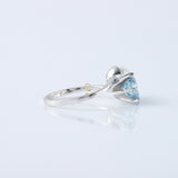 Blue Round Cut Lab Grown Diamond Swirl Bypass Engagement Ring
