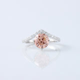 Pink Round Cut Lab Grown Diamond Curved Engagement Ring