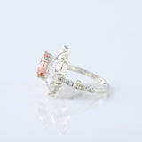 Bow Style Round Cut Morganite Pink Color Lab Grown Diamond Seven Stone Ring