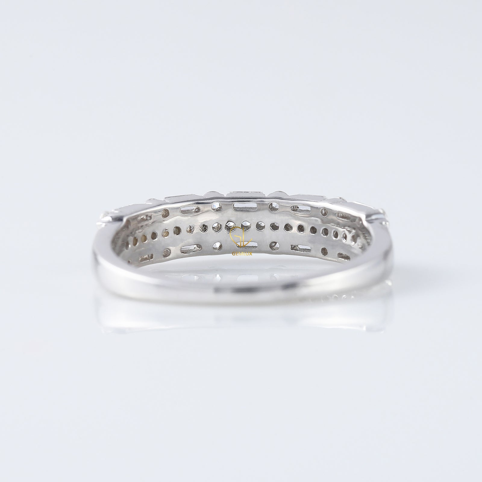 Three Row Moissanite Eternity Wedding Band