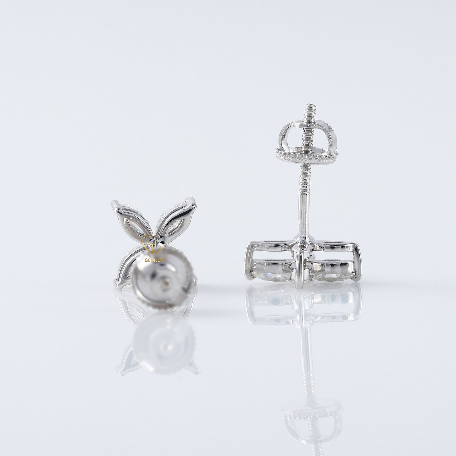 Marquise Cut Moissanite Flower Stud Earrings