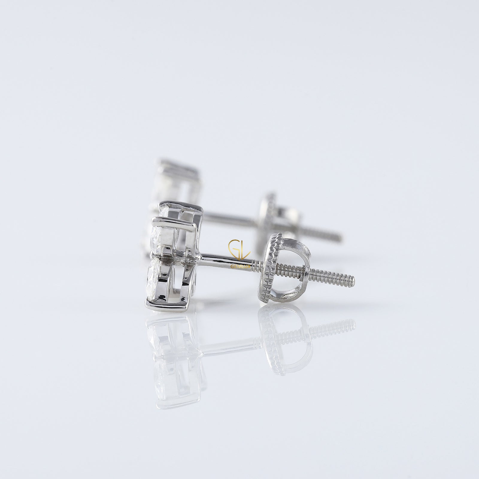 Four Stone Marquise Cut Lab Grown Stud Earrings
