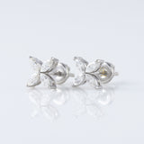 Marquise Cut Moissanite Flower Stud Earrings