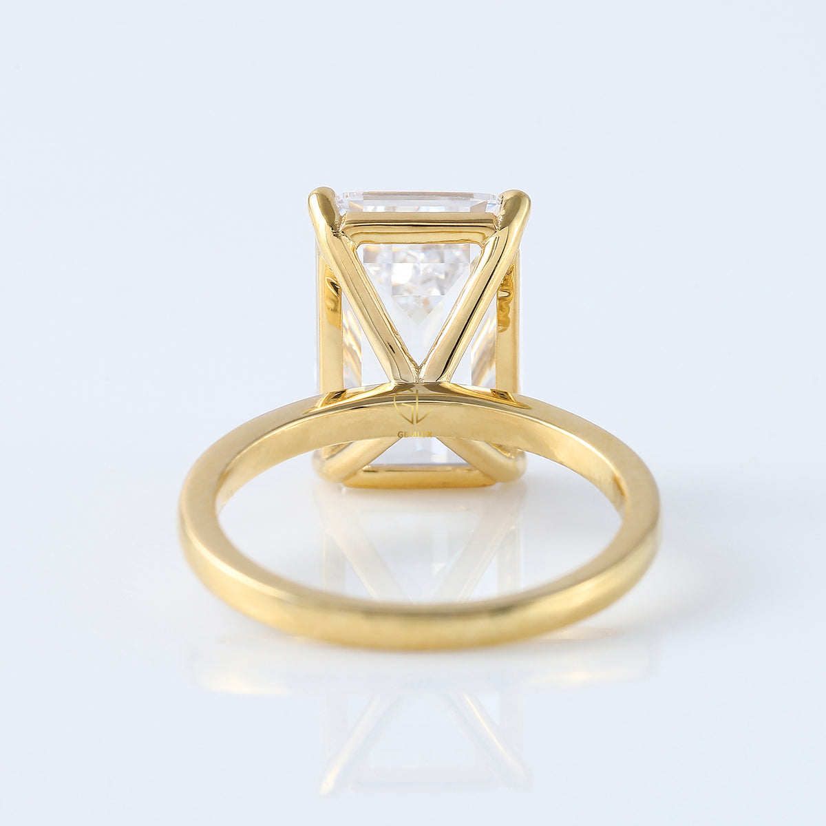 Emerald Cut Moissanite Solitaire Engagement Ring