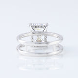4ct Emerald Cut Lab Grown Double Band Solitaire Ring