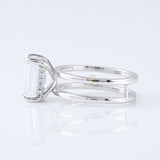 4ct Emerald Cut Lab Grown Double Band Solitaire Ring
