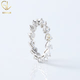 East West Pear Cut Moissanite Diamond Eternity Wedding Band, TearDrop Ring
