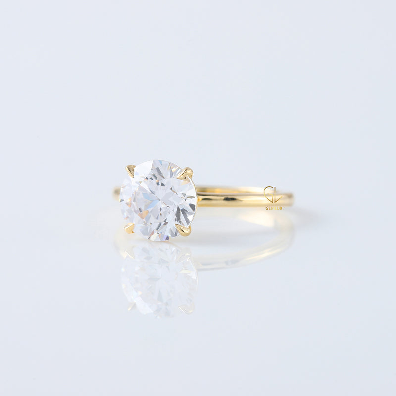 2 Carat Round Moissanite Solitaire Engagement Ring