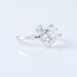 Three Stone Round Cut Lab Grown Mouse Ears Ring