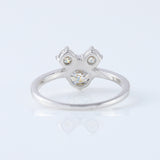 Three Stone Round Cut Lab Grown Mouse Ears Ring