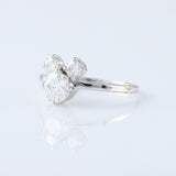 Three Stone Round Cut Lab Grown Mouse Ears Ring