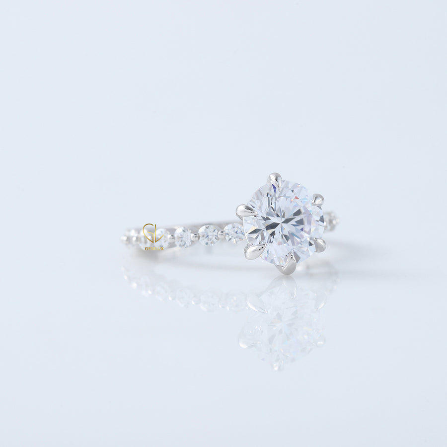 2 Carat Round Moissanite Floating Bubble Engagement Ring
