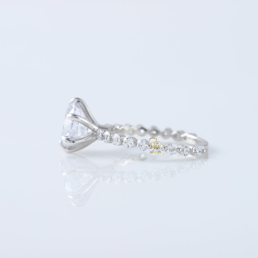 2 Carat Round Moissanite Floating Bubble Engagement Ring
