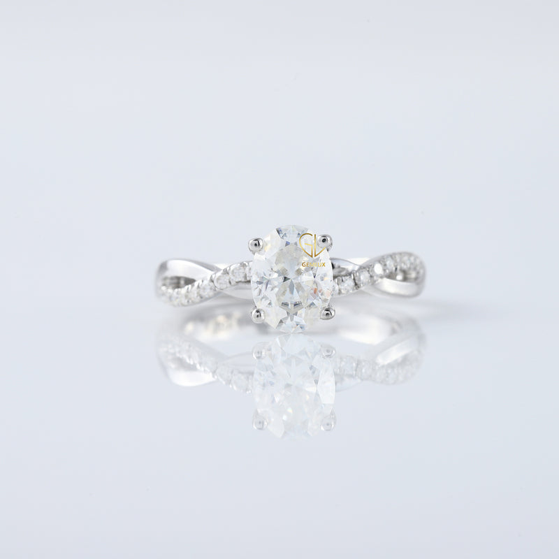 Oval Cut Moissanite Twisted Engagement Ring