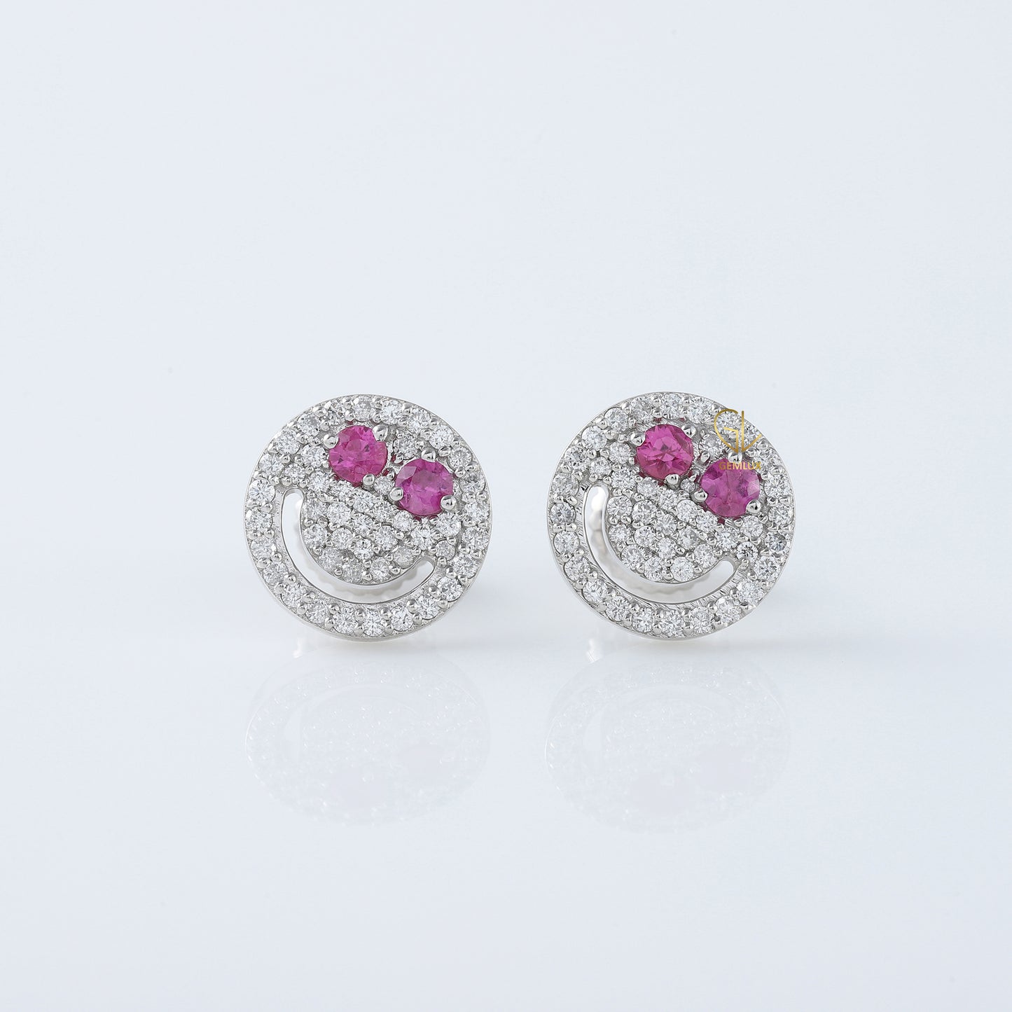 Smiley Face Emoji Moissanite Diamond Stud Earrings