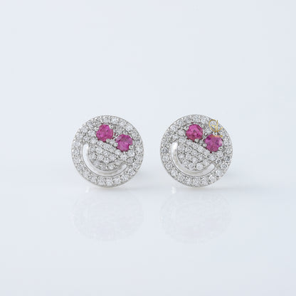 Smiley Face Emoji Moissanite Diamond Stud Earrings