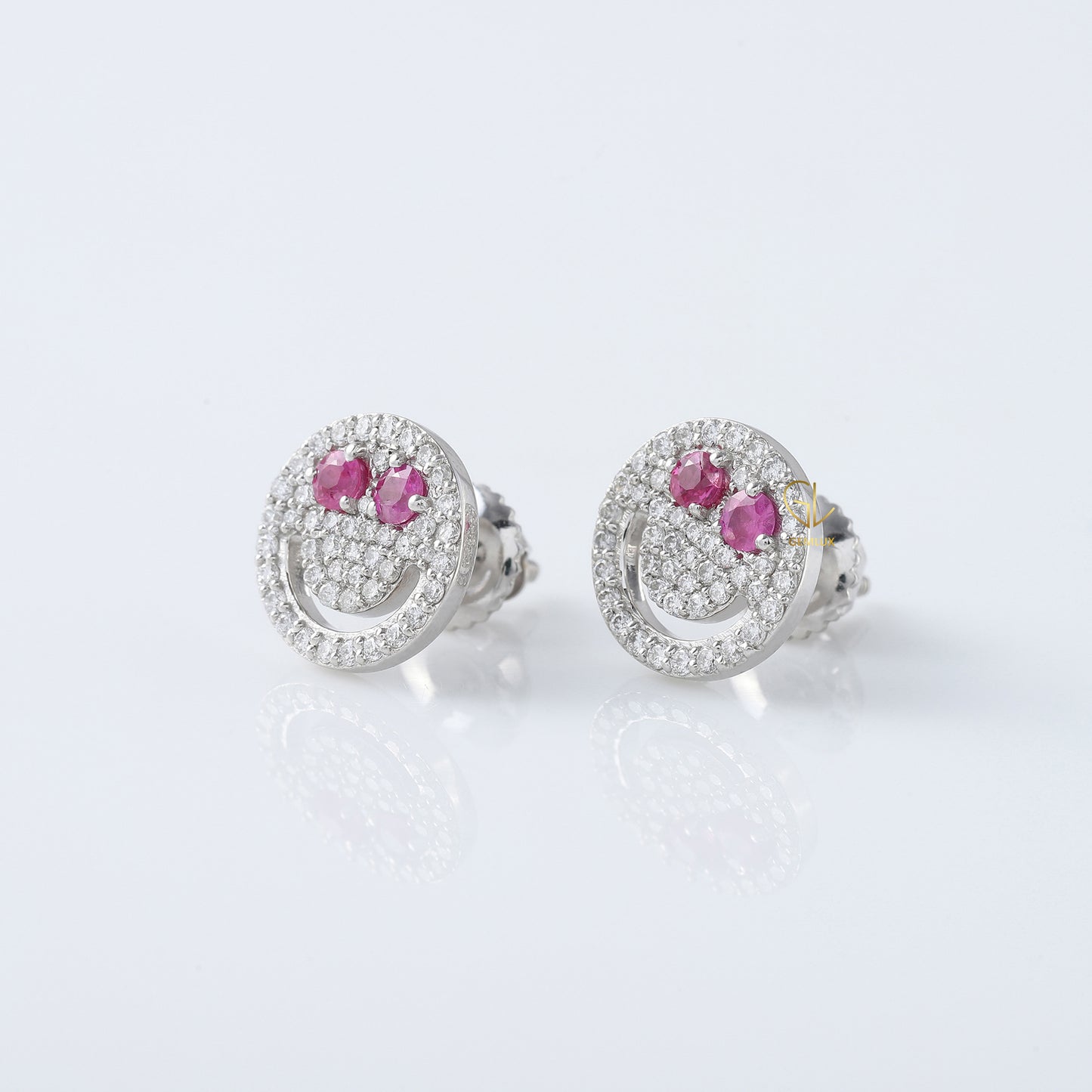 Smiley Face Emoji Moissanite Diamond Stud Earrings