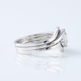Round Cut Moissanite Diamond Swirl Bypass Engagement Trio Ring Set
