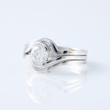 Round Cut Moissanite Diamond Swirl Bypass Engagement Trio Ring Set