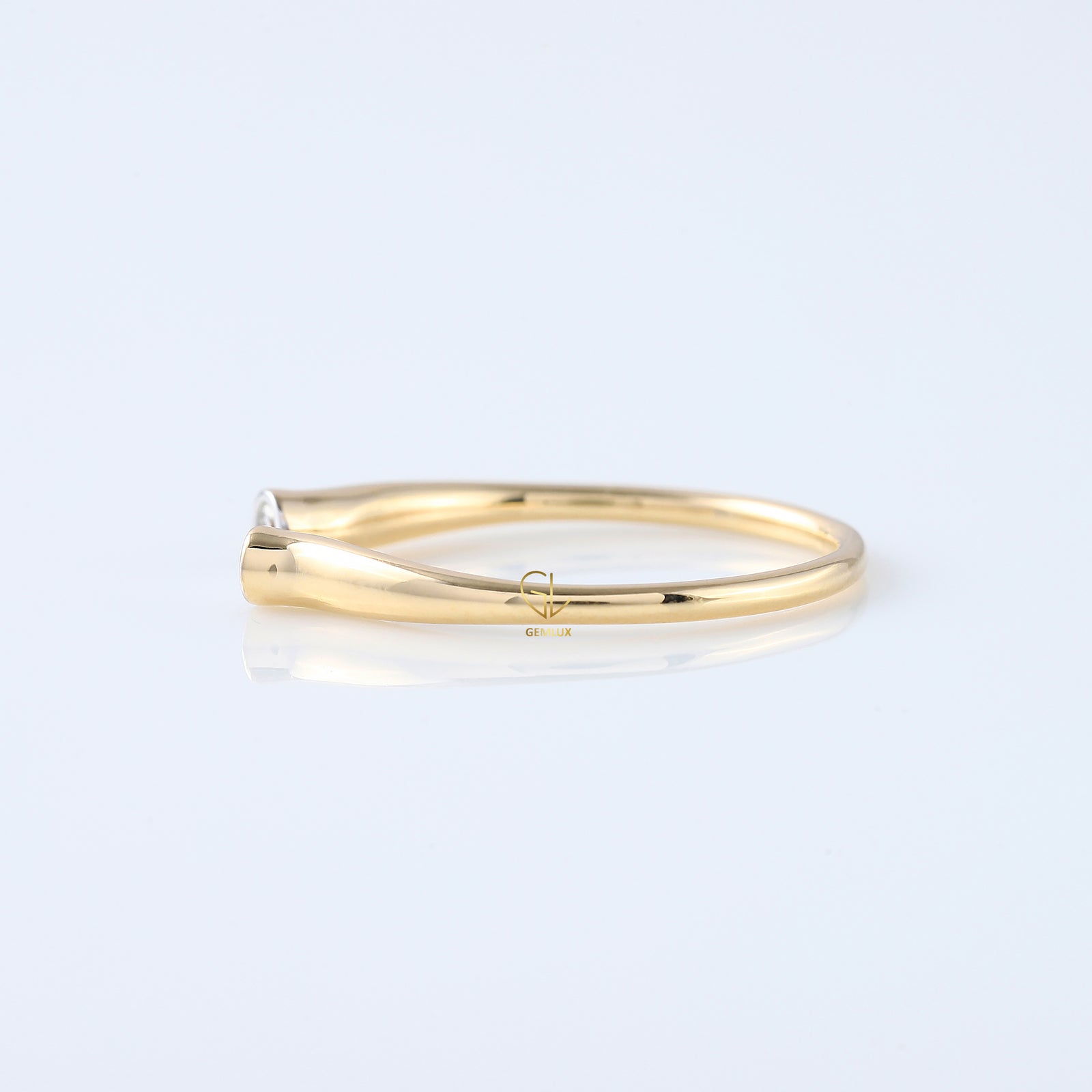 Open Cuff Two Stone Bezel Set Thin Stackable Band