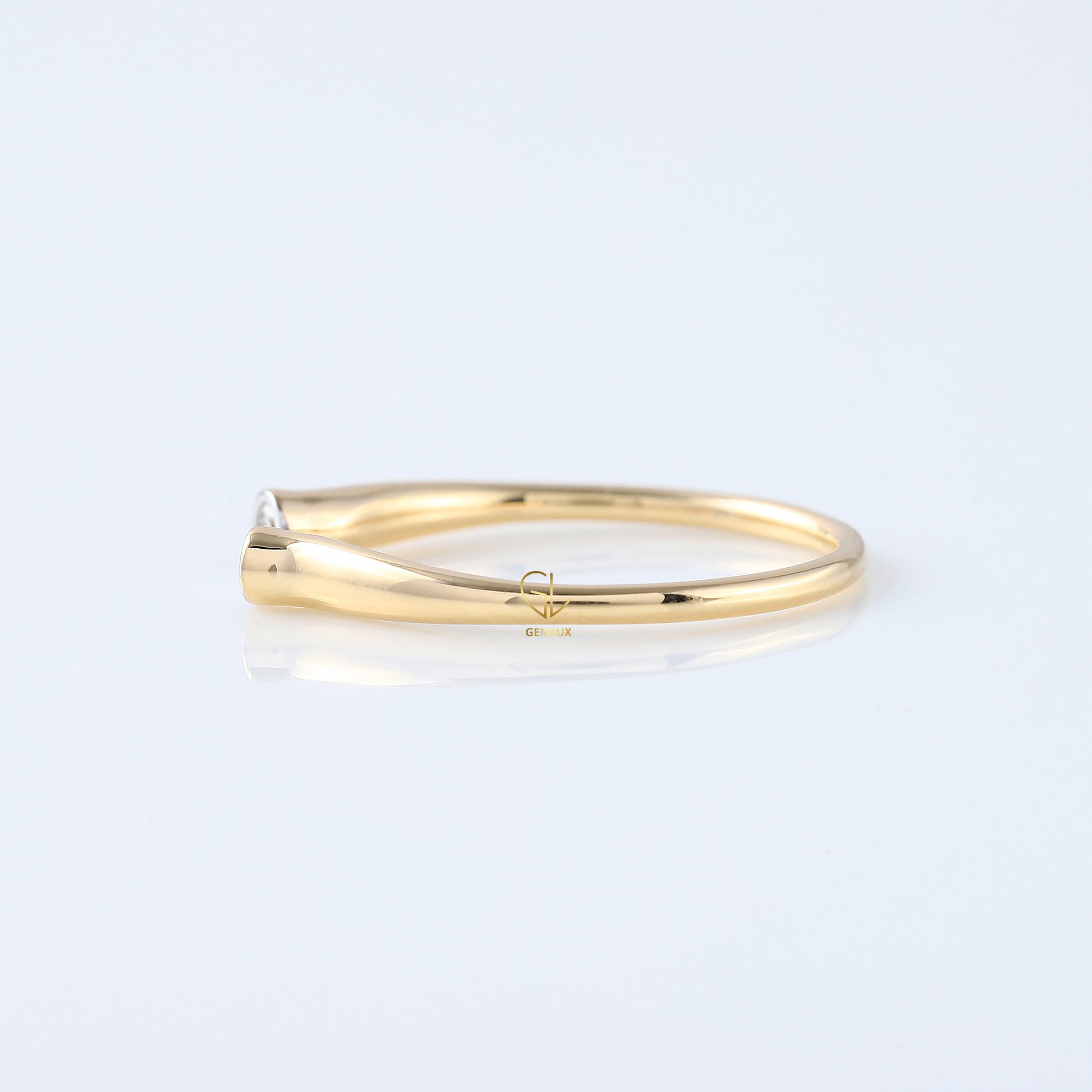 Open Cuff Two Stone Bezel Set Thin Stackable Band
