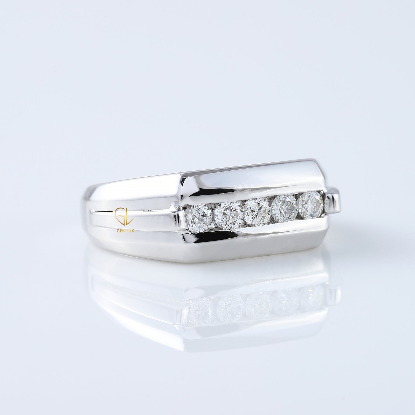 Five Stone Lab Grown Diamond Channel Set Men's Wedding Band