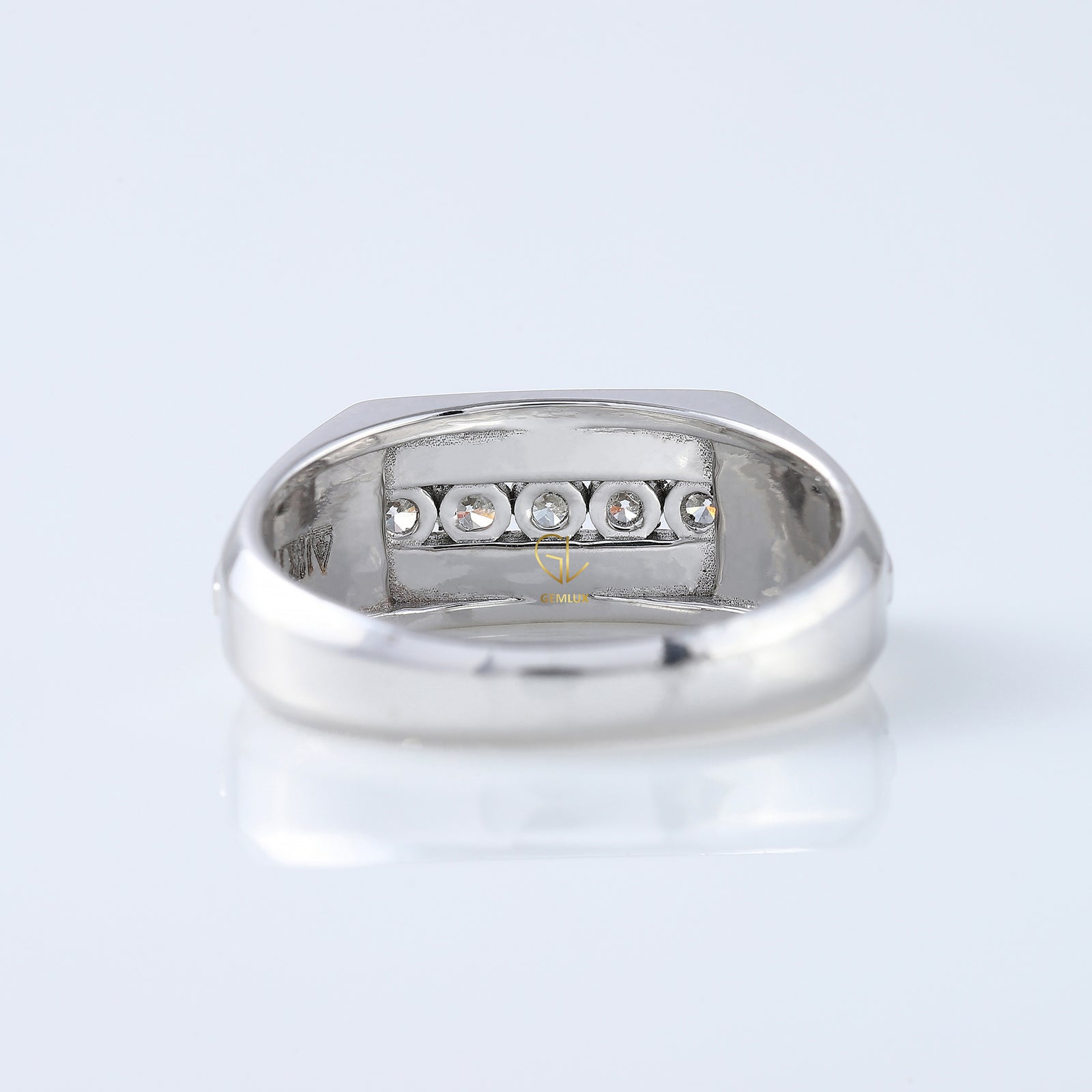 Five Stone Round Moissanite Channel Set Men's Engagement Ring