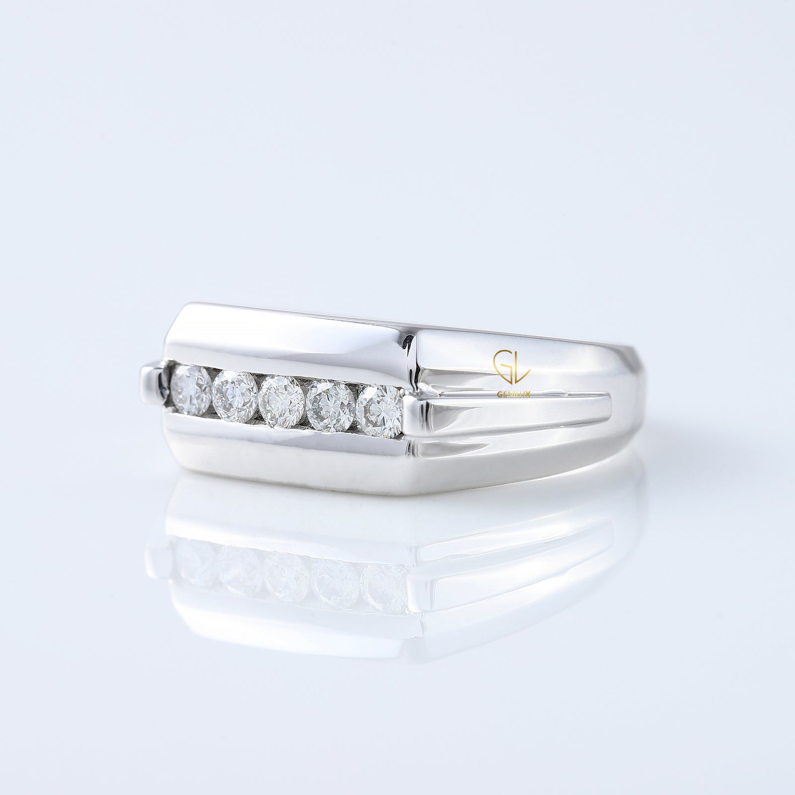 Five Stone Lab Grown Diamond Channel Set Men's Wedding Band