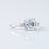 Three Stone 1.5 Ct Asscher Cut Moissanite Trilogy Engagement Ring
