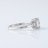 Three Stone 1.5 Ct Asscher Cut Moissanite Trilogy Engagement Ring
