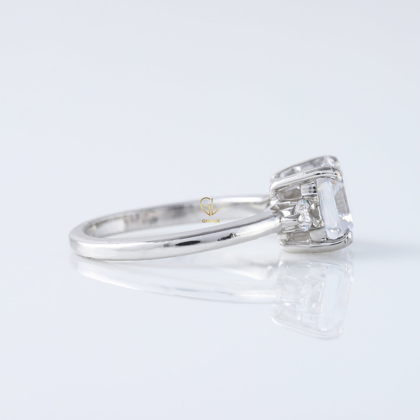 Trilogy 1.5 Ct Asscher Cut Lab Grown Three Stone Engagement Ring
