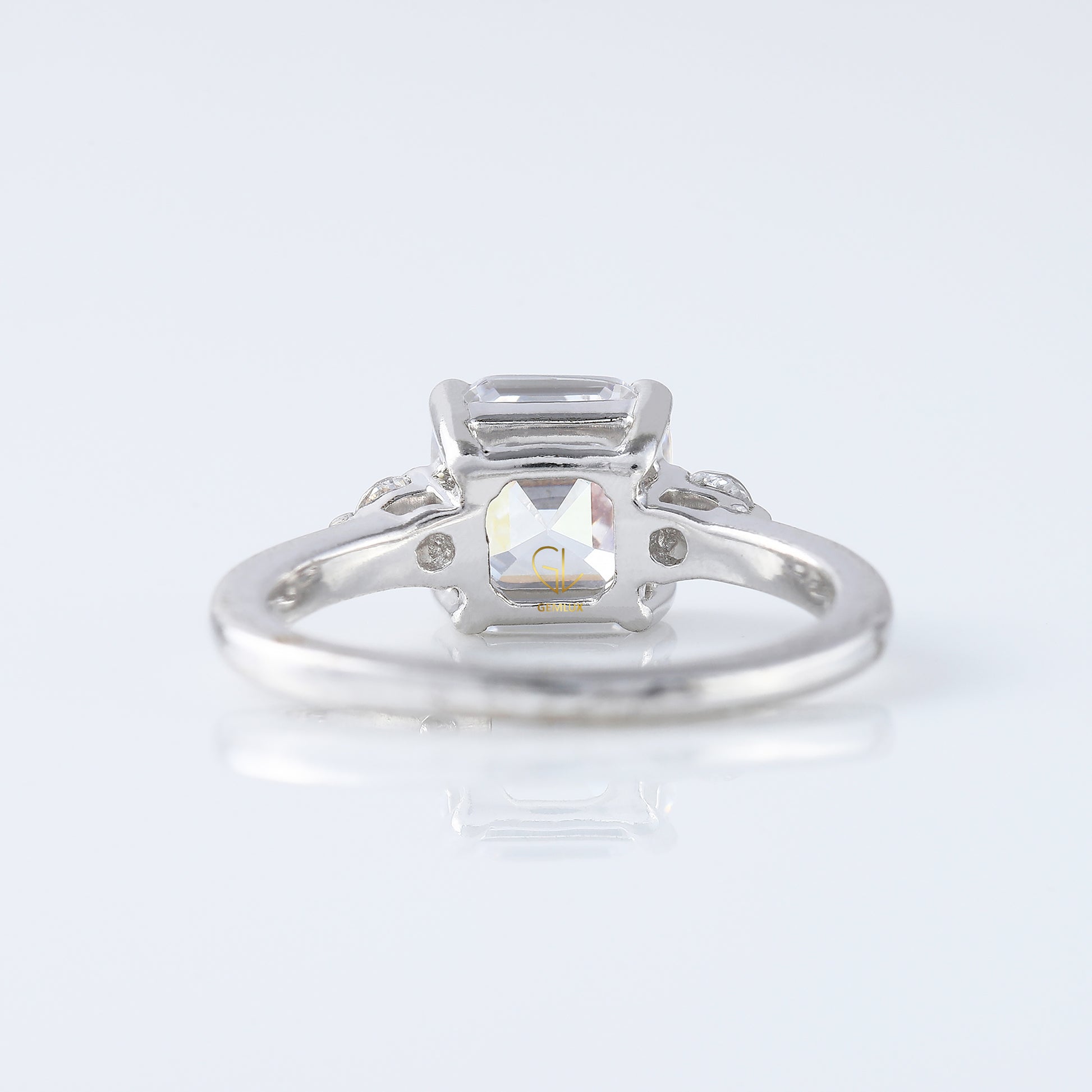 Trilogy 1.5 Ct Asscher Cut Lab Grown Three Stone Engagement Ring