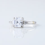 Three Stone 1.5 Ct Asscher Cut Moissanite Trilogy Engagement Ring