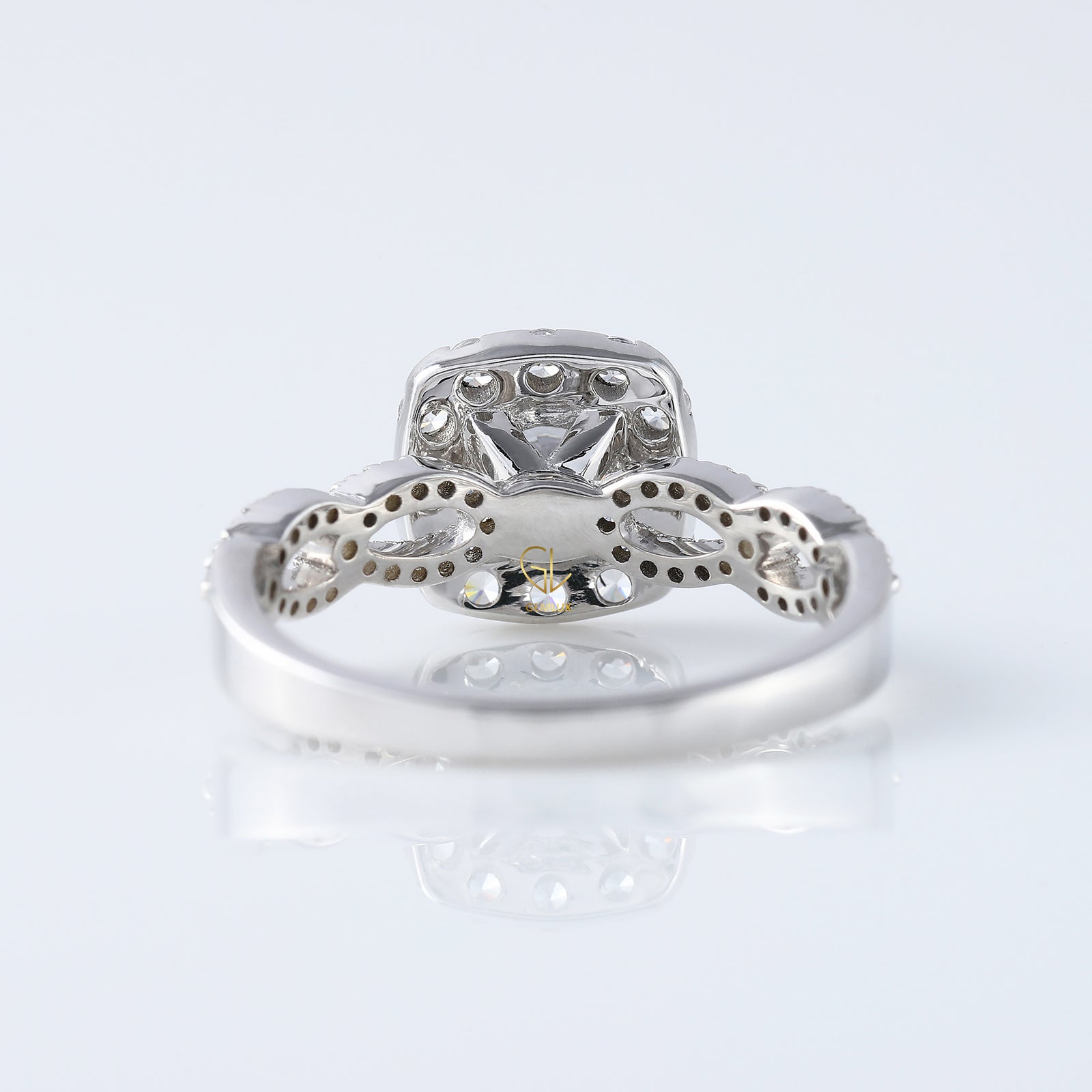 Twisted 1 Ct Round Cut Lab Grown Halo Infinity Shank Engagement Ring