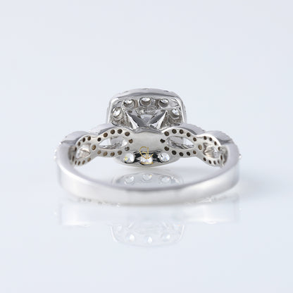 Twisted 1 Ct Round Cut Lab Grown Halo Infinity Shank Engagement Ring